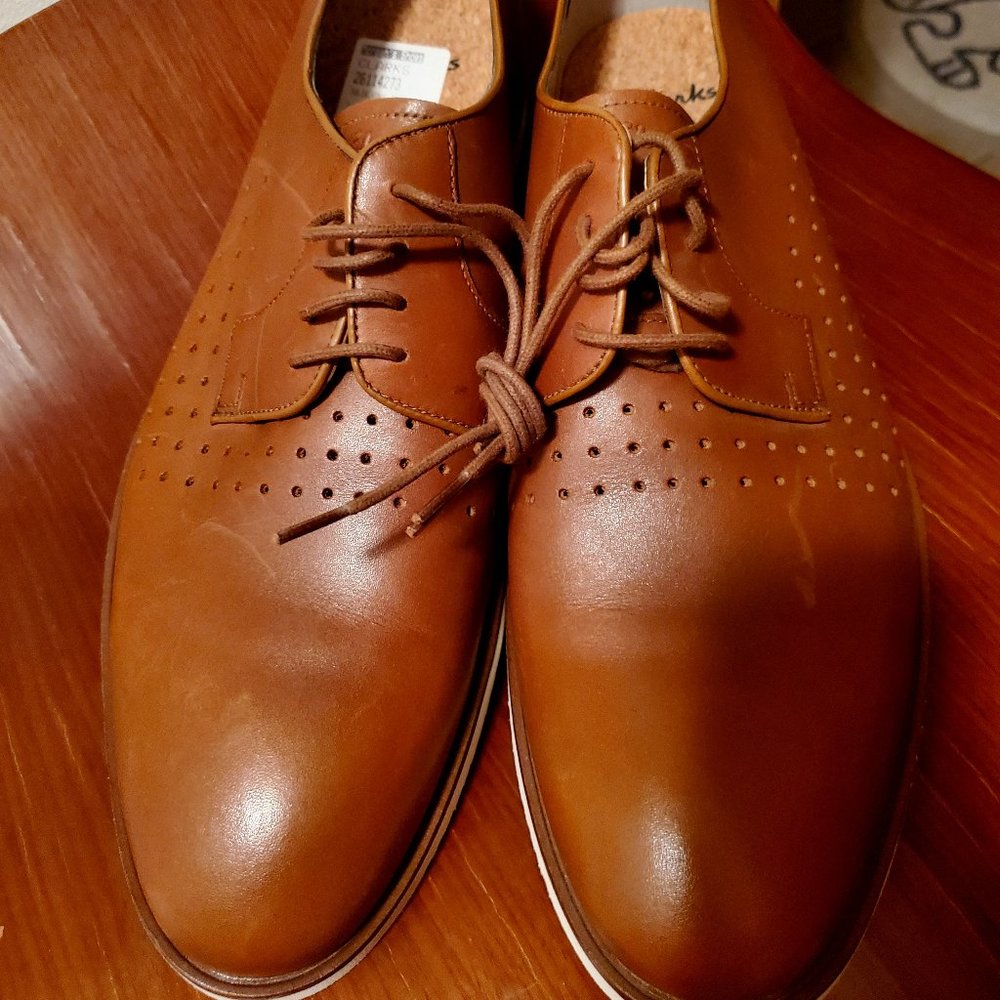 Clark's leather oxfords with cork foundation #26114273 men's size 11 MSRP $115